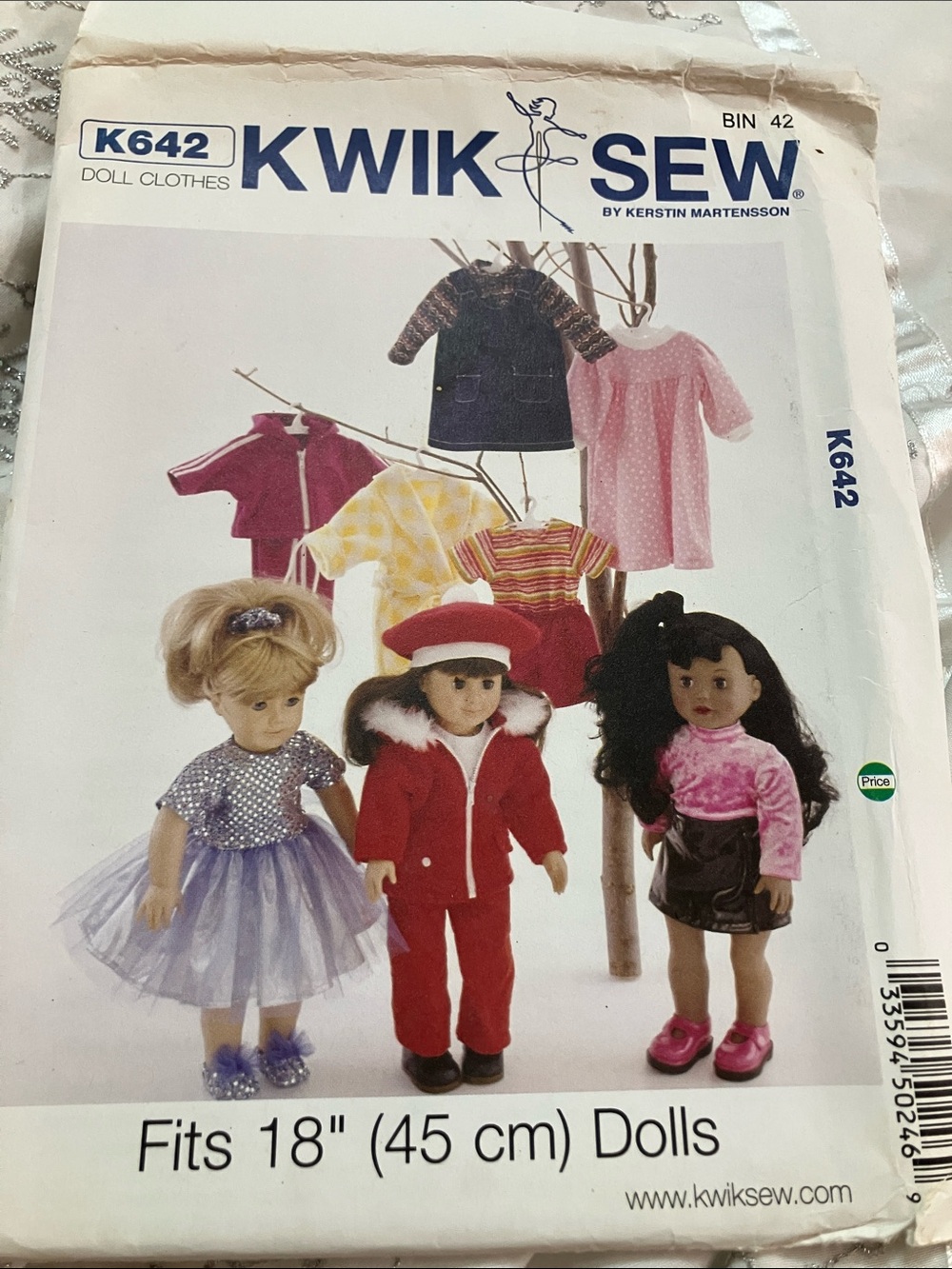 Kwik Sew K642 Doll Clothes Pattern - Red, Pink & Purple Doll Outfits